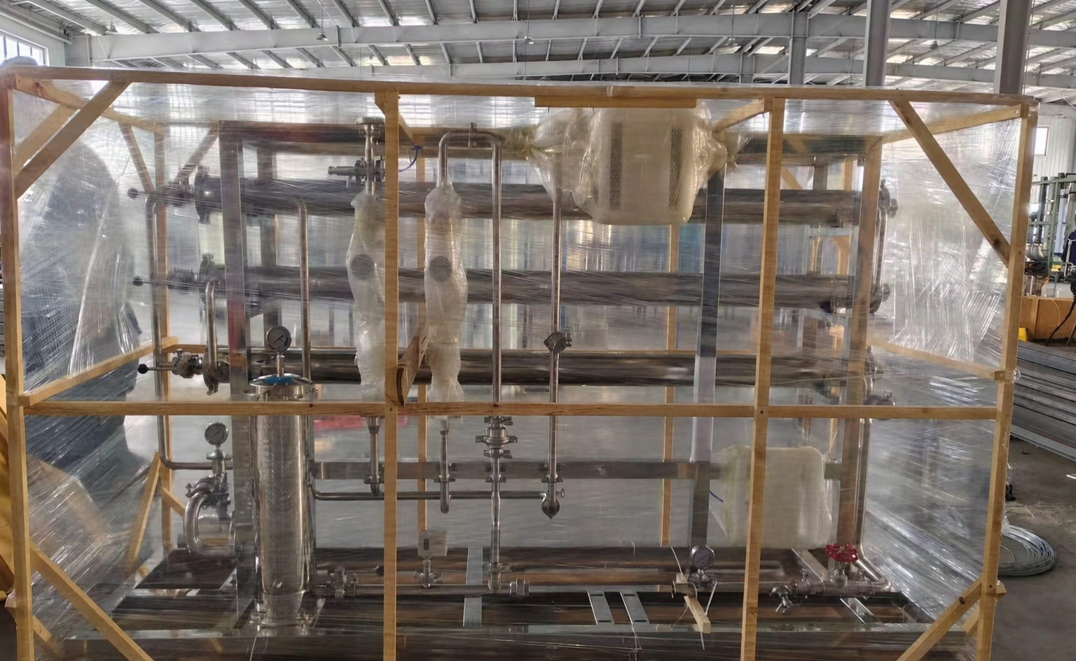 Paket peralatan proses rakitan pabrik dengan perpipaan, katup, dan instrumentasi terintegrasi